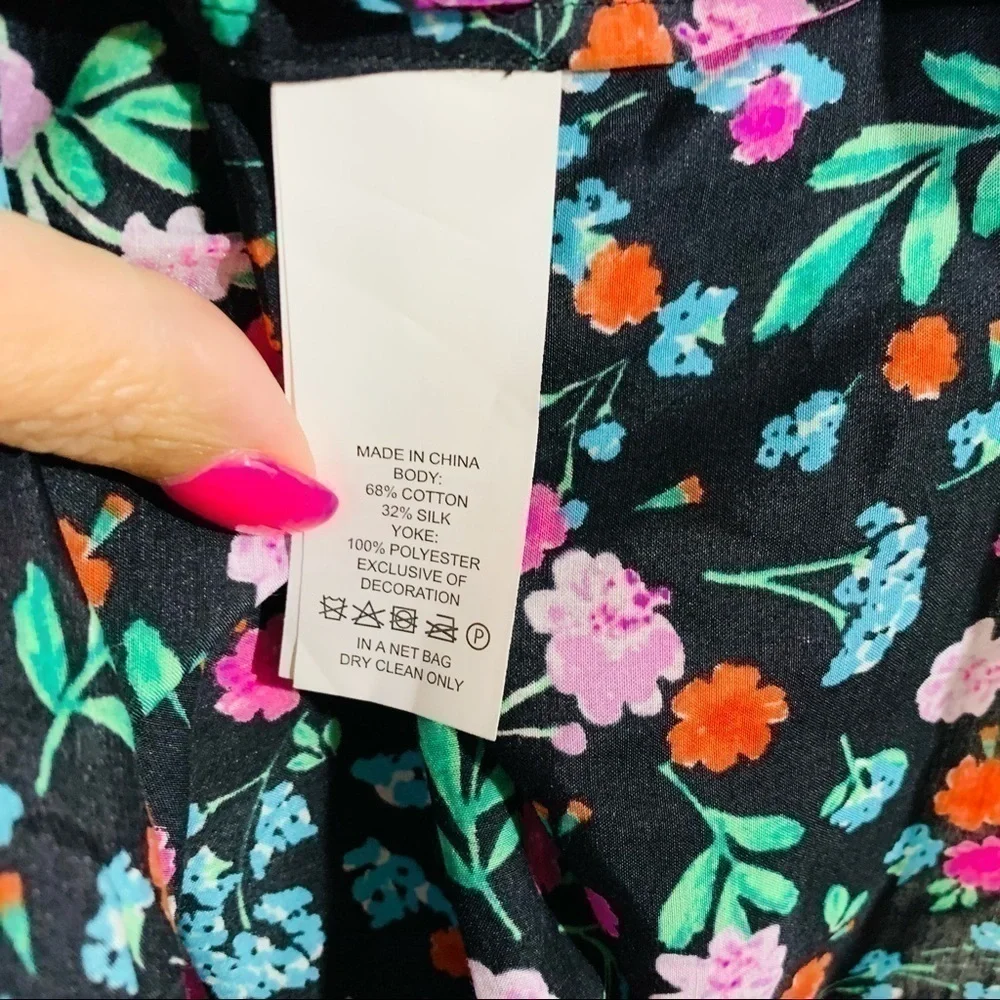 Kate Spade Greenhouse Lace Yoke Floral Top Size XS